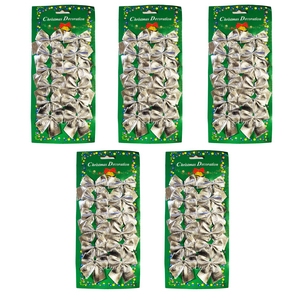 60 Mini Schleifen silber Weihnachten Weihnachtsschleifen Schleife Christbaum 5cm